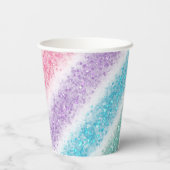 Pastel Glitter Regenboog Papieren Bekers (Achterkant)