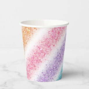 Pastel Glitter Regenboog Papieren Bekers