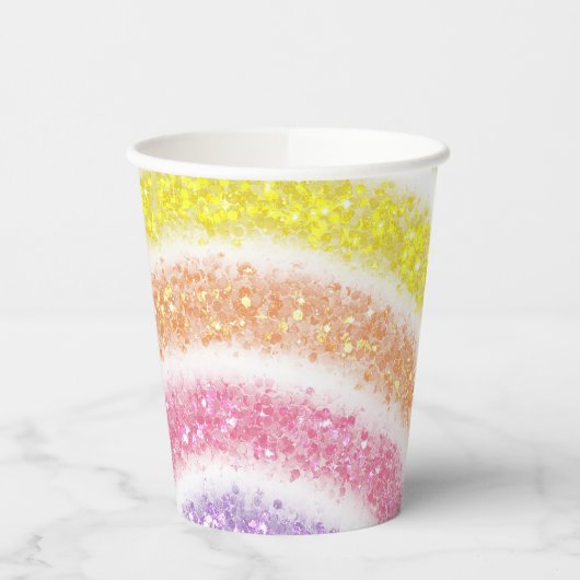 Pastel Glitter Regenboog Papieren Bekers (Links)