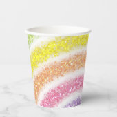 Pastel Glitter Regenboog Papieren Bekers (Voorkant)