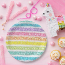 Pastel Glitter Regenboog Papieren Bordje