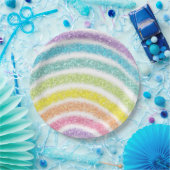 Pastel Glitter Regenboog Papieren Bordje (Feest)