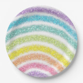 Pastel Glitter Regenboog Papieren Bordje (Voorkant)
