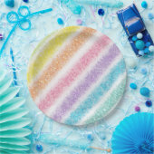 Pastel Glitter Regenboog Papieren Bordje (Feest)