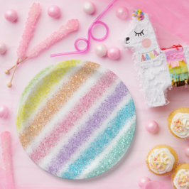 Pastel Glitter Regenboog Papieren Bordje