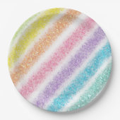 Pastel Glitter Regenboog Papieren Bordje (Voorkant)