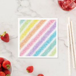 Pastel Glitter Regenboog Servet