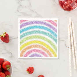 Pastel Glitter Regenboog Servet