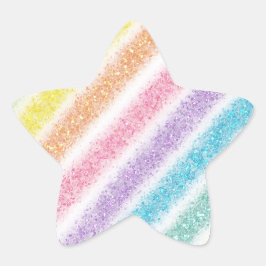 Pastel Glitter Regenboog Ster Sticker (Voorkant)