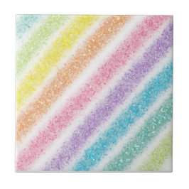 Pastel Glitter Regenboog Tegeltje