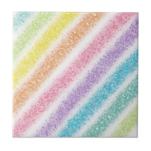 Pastel Glitter Regenboog Tegeltje (Voorkant)