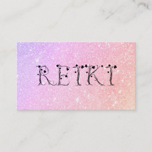 *~* Pastel Glitter REIKI Ivy Botanical Font Visitekaartje (Voorkant)