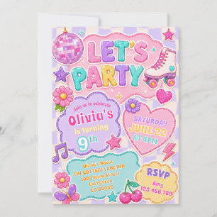 Pastel Glitter Retro Feest Verjaardag Kaart