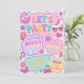 Pastel Glitter Retro Feest Verjaardag Kaart (Staand voorkant)