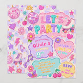Pastel Glitter Retro Feest Verjaardag Kaart (Voorkant / Achterkant)