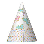Pastel Glitter Unicorn Polka Dots Party Pet Feesthoedjes (Achterkant)