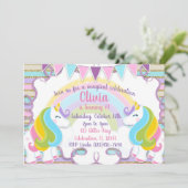 Pastel Glitter Unicorns Girls Birthday Kaart (Staand voorkant)