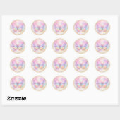 Pastel Glitter Vlinder Cirkel Ronde Sticker (Vel)
