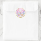 Pastel Glitter Vlinder Cirkel Ronde Sticker (Tas)