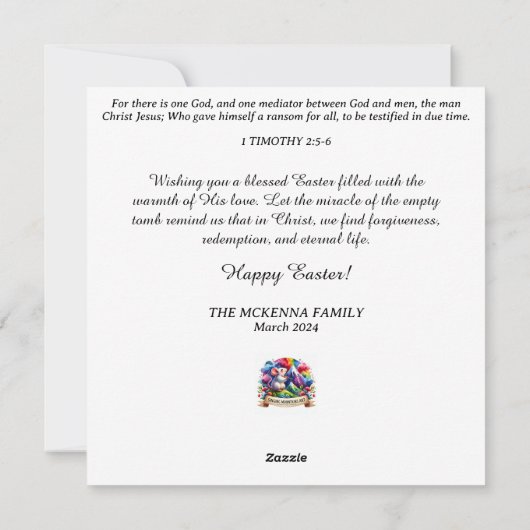 Pastel Glitter Waterverf Lam Bloemen Pasen Feestdagenkaart (Achterkant)