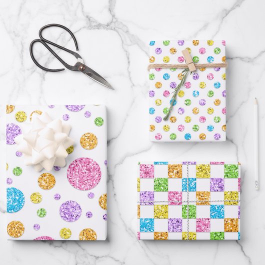 Pastel Glitterige Inpakpapier Vellen (Voorkant)