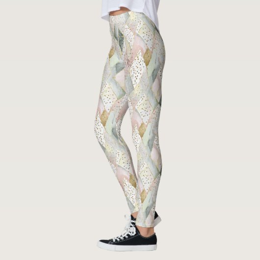 Pastel glitterij abstracte plaid en stippen leggings (Links)