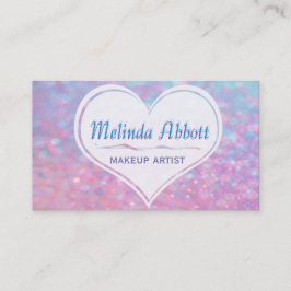 Pastel Glittery Blue en roze met hart Visitekaartje