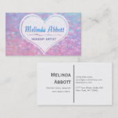 Pastel Glittery Blue en roze met hart Visitekaartje (Voorkant / Achterkant)