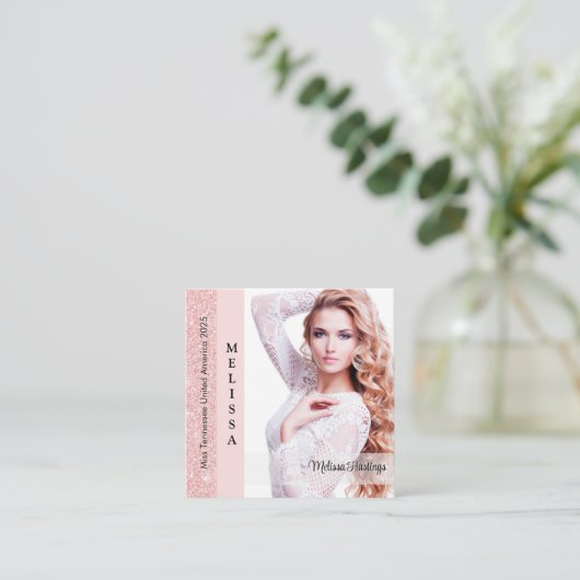 Pastel Glitz Custom Pageant Queen Profile Card Contactkaartje (Staand voorkant)