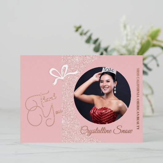 Pastel Glitz Folie Pageant Dank u kaart (Staand Voorkant)