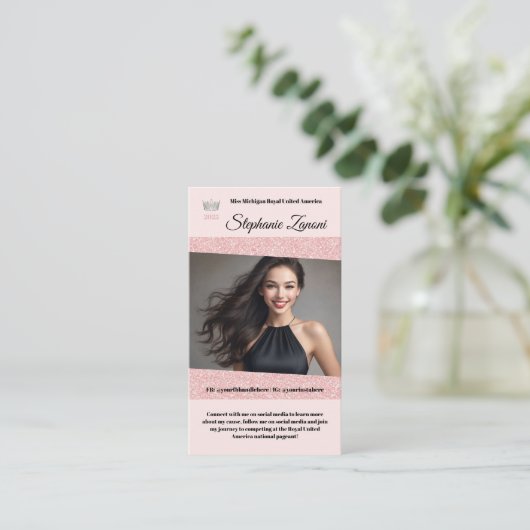 Pastel Glitz Pageant Visitekaartje | QR-code (Staand voorkant)