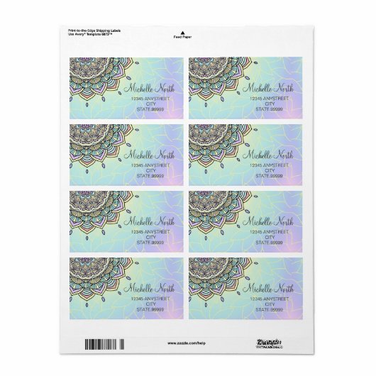 Pastel Glow Mandala ID359 Etiket (Full Sheet)