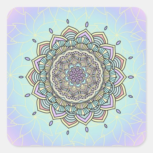 Pastel Glow Mandala ID359 Vierkante Sticker (Voorkant)