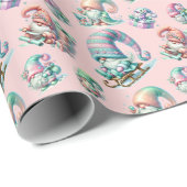 Pastel Gnome Kerstpatroon – Feestelijke feestdag D Cadeaupapier (Rol Hoek)
