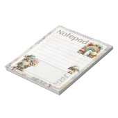 Pastel Gnome & Mushroom – Floral Spring Design Notitieblok (Linkerzijde)