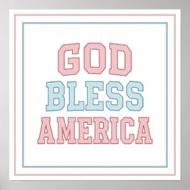 Pastel God Bless America Collegiaal Vet Gedrukt Poster
