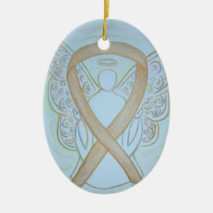 Pastel Gold Awareness Ribbon Angel Ornament