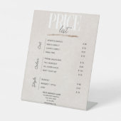 Pastel Gold Beauty Salon-prijslijst Reclamebord Met Voetstuk (Voorkant)