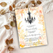 Pastel Gold Chic Floral Chandelier Bridal Shower Kaart