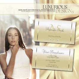 Pastel Gold Cream Effect Sparkle Diamonds Initiale Visitekaartje