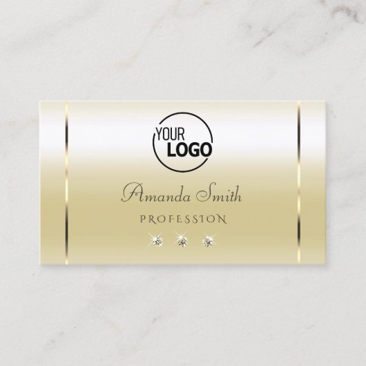 Pastel Gold Cream Effect Sparkle Diamonds toevoege Visitekaartje (Voorkant)