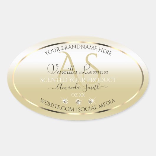 Pastel Gold Cream Product Labels diamanten Initial (Voorkant)