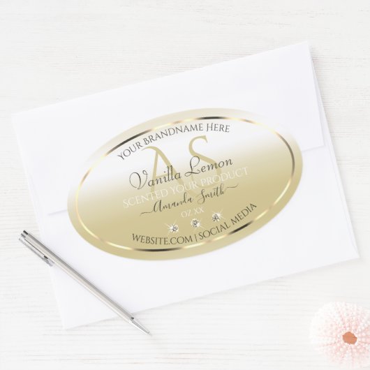 Pastel Gold Cream Product Labels diamanten Initial (Envelop)