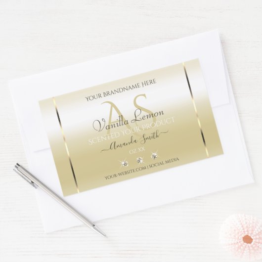 Pastel Gold Cream Product Labels diamanten Initial (Envelop)