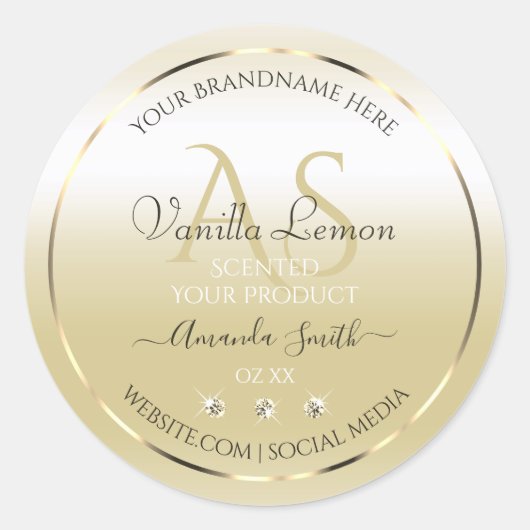 Pastel Gold Cream Product Labels diamanten Initial (Voorkant)
