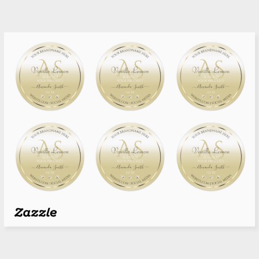 Pastel Gold Cream Product Labels diamanten Initial (Vel)