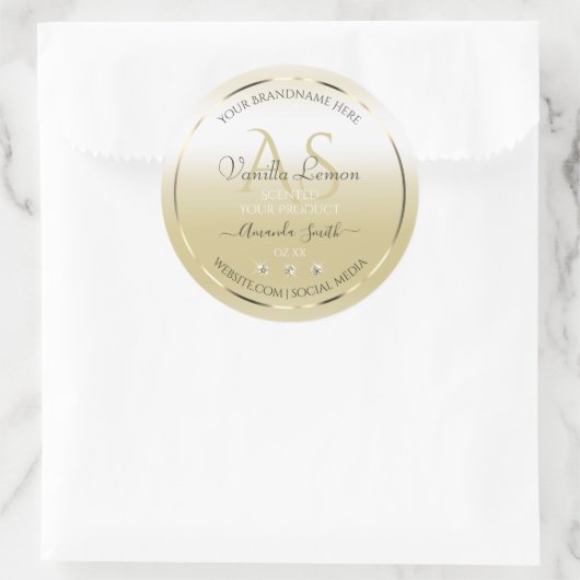 Pastel Gold Cream Product Labels diamanten Initial (Tas)