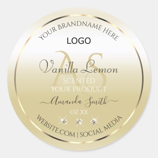 Pastel Gold Cream Product Labels - Logo en Initial (Voorkant)