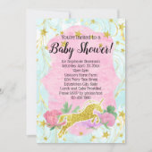 Pastel Gold Eenhoorn Baby shower Invitation Kaart (Voorkant)