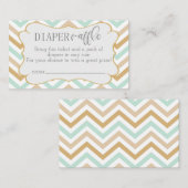 Pastel Gold en Green Zig Zag Baby Diaper Raffle Informatiekaartje (Voorkant / Achterkant)